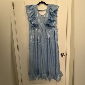 Elegant Blue Ruffled Dress